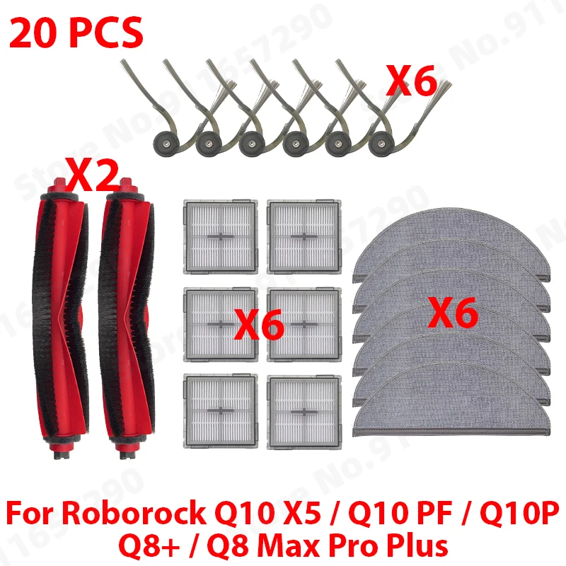 Compatibel met (Roborock Q10 X5 / Q10 PF / Q10P / Q8 Max Pro Plus) onderdelen: hoofdborstel, zijborstel, stofzak, mop, filter, accessoires