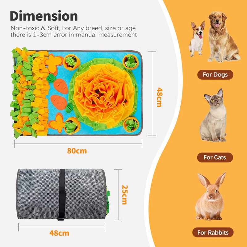 Dog Snuffle Mat Pet Sniffing Interactive Squeaky Puzzle Toys Portable Nonslip Pet Feeding Mat Slow Feeder 2024 New