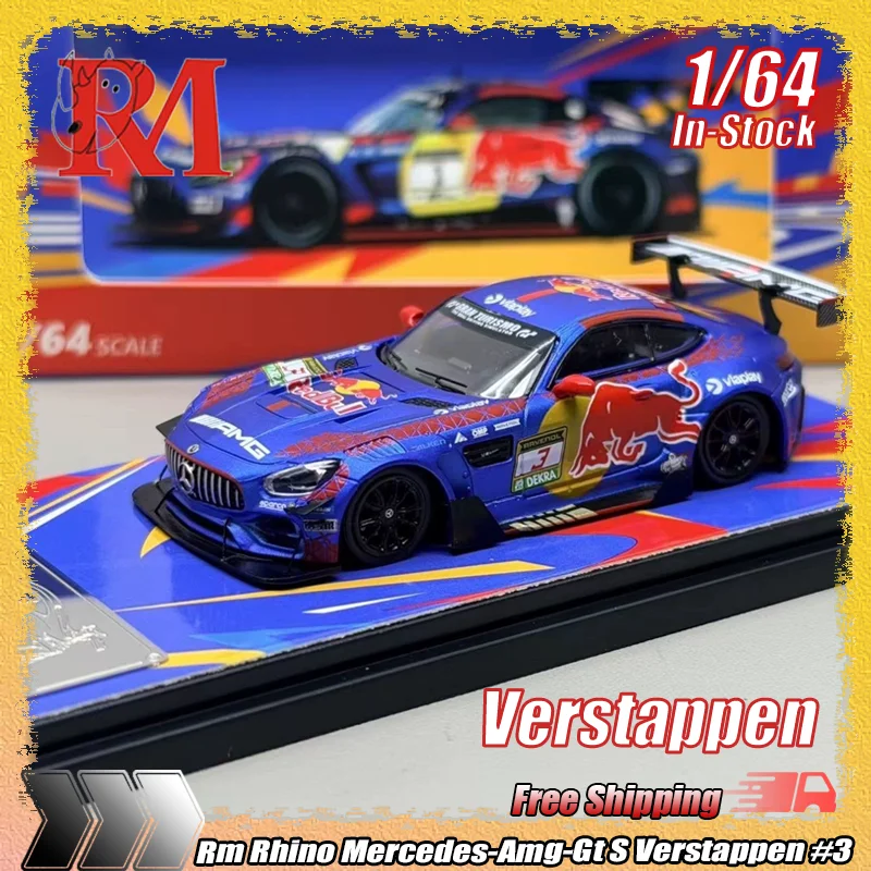 

In Stock Rm Rhino Die-cast Racing Car Model 1:64 Scale Modified Mercedes-Amg-Gt S Racing Livery Alloy Models Enthusiasts Display