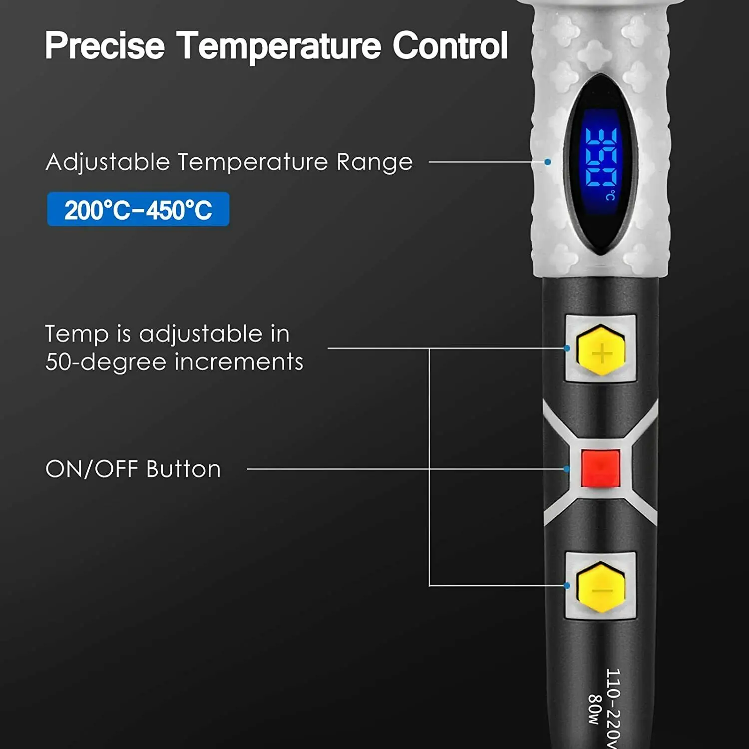 Soldering Iron Kit Upgraded 80W Adjustable Temperature Welding Tool Portable Fast Heat Guns