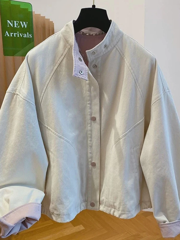 Faionable ort طوق عارضة الدنيم Jaet المرأة ربيع الخريف جديد Sle حجم صغير تصميم عصري زر حتى معطف السيدات