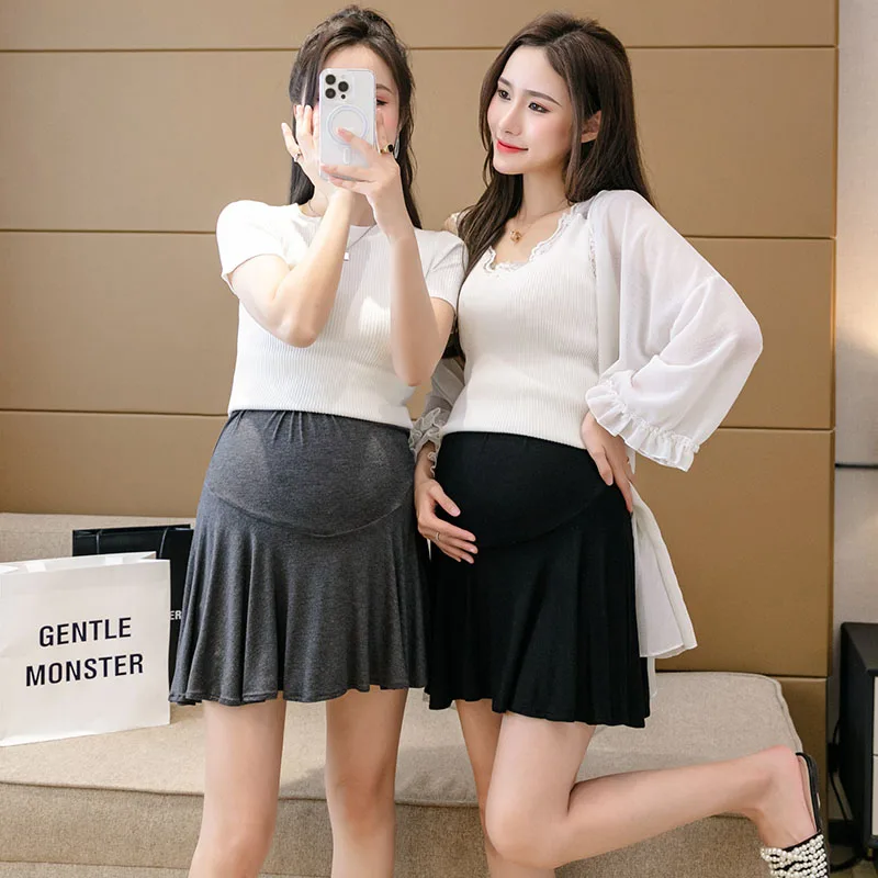 Summer Maternity Short Skirt Anti-lighting Umbrella Skirt Fashion All-match Pregnancy Skirt Modal Thin Maternity Skirt