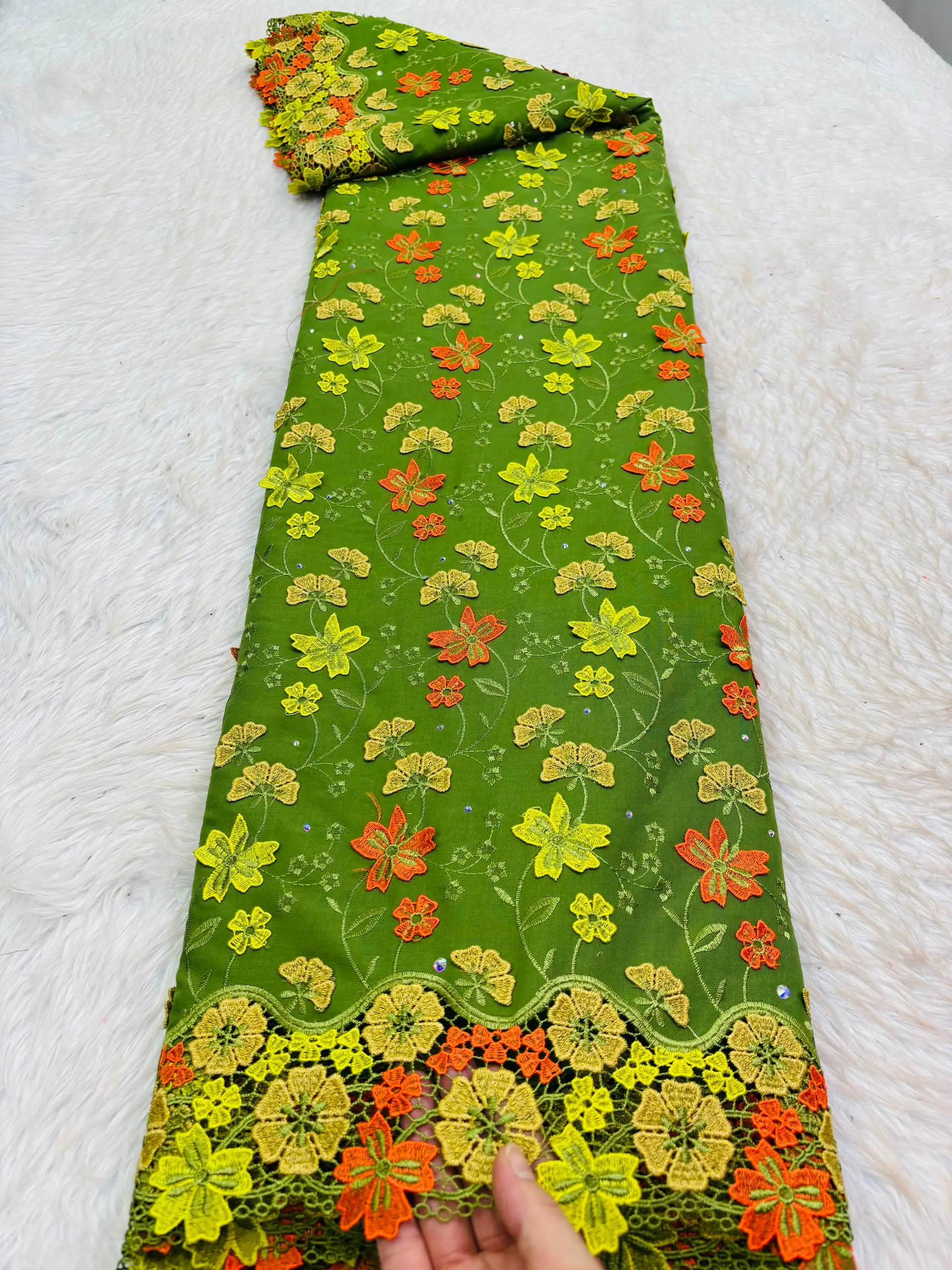 New African 3D Dry Cotton Lace Fabric 2026 Swiss Voile Lace in Switzerland Embroidery Nigeria Cotton Lace Fabrics Sewing Hm232-1