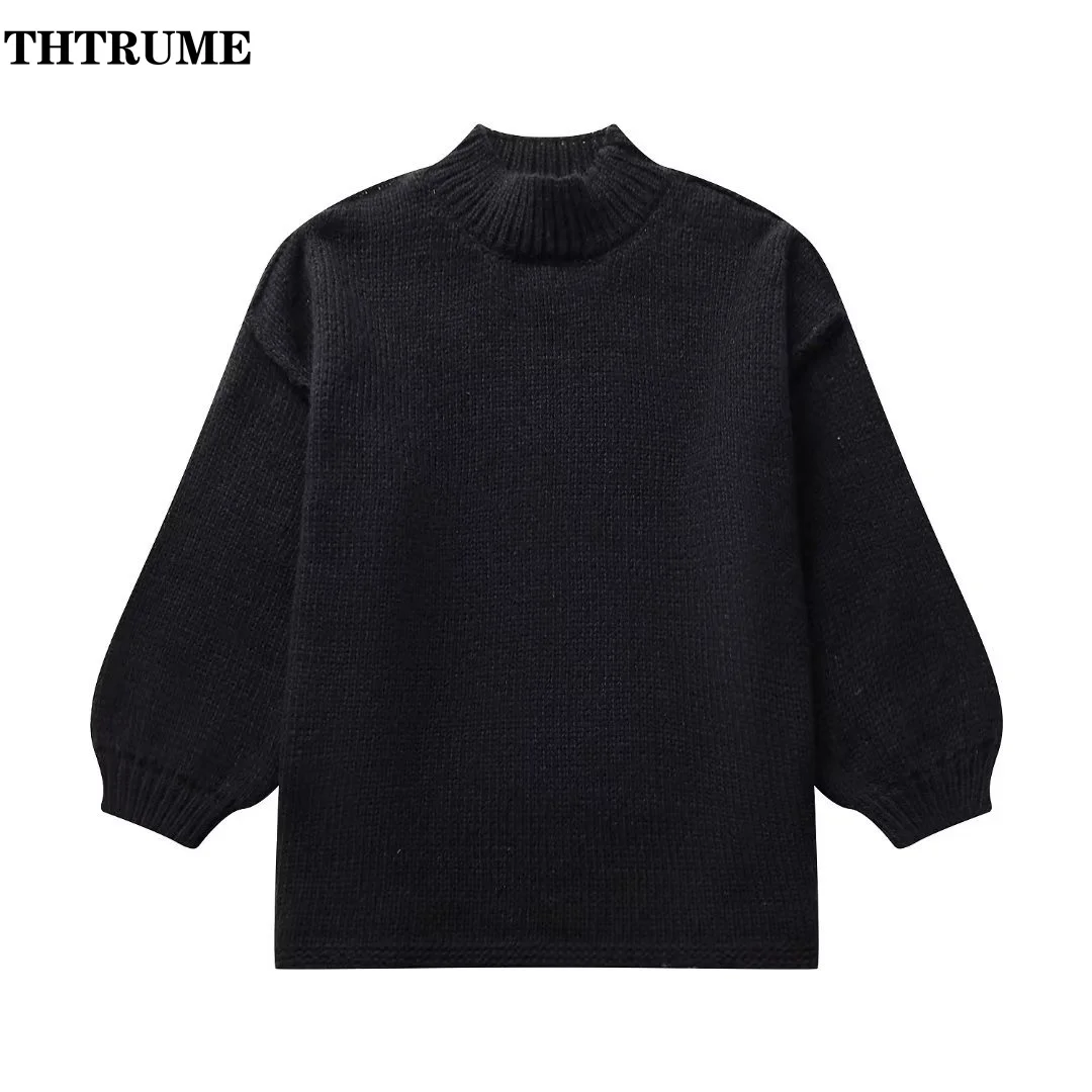 Oversized Solid Chic Sweater For Women Fashion Long Sleeve Round Neck Knit Loose Pullovers Casual Thick Communte 2024 New Jumper