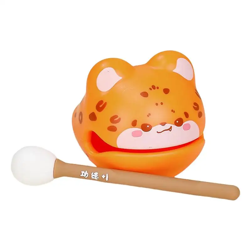 

Cute Fish Drum Portable Meditation Ornament Fish Drum Percussion Instrument Cartoon Animal Wooden Fish For Working Home Ornament