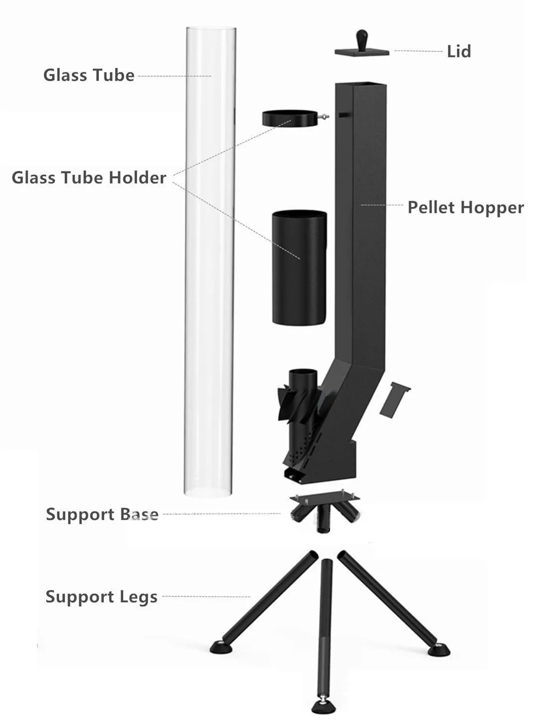 Vertical Wood-Burning Rocket Stove Rocket Barrel Patio Heater Outdoor Camping Winter Pellet Stove Wood-Fired Heater