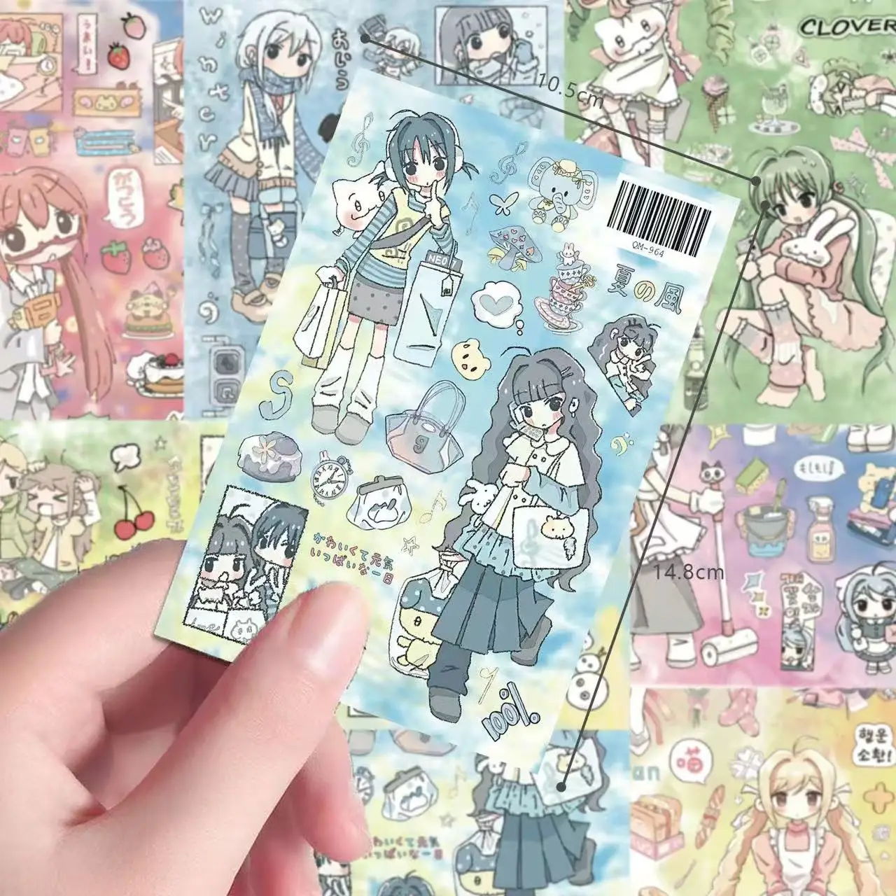32 Pieces of Sweet Girl Cut Film Stickers Japanese Guka Ancient Manga Style Handmade Tent Collage Materials Waterproof Stickers