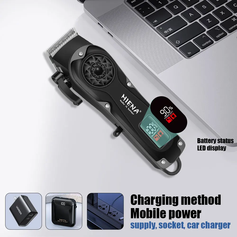 ماكينة قص الشعر الاحترافية اللاسلكية من HIENA، ماكينة قص الشعر القابلة لإعادة الشحن، ماكينة قص الشعر الكهربائية