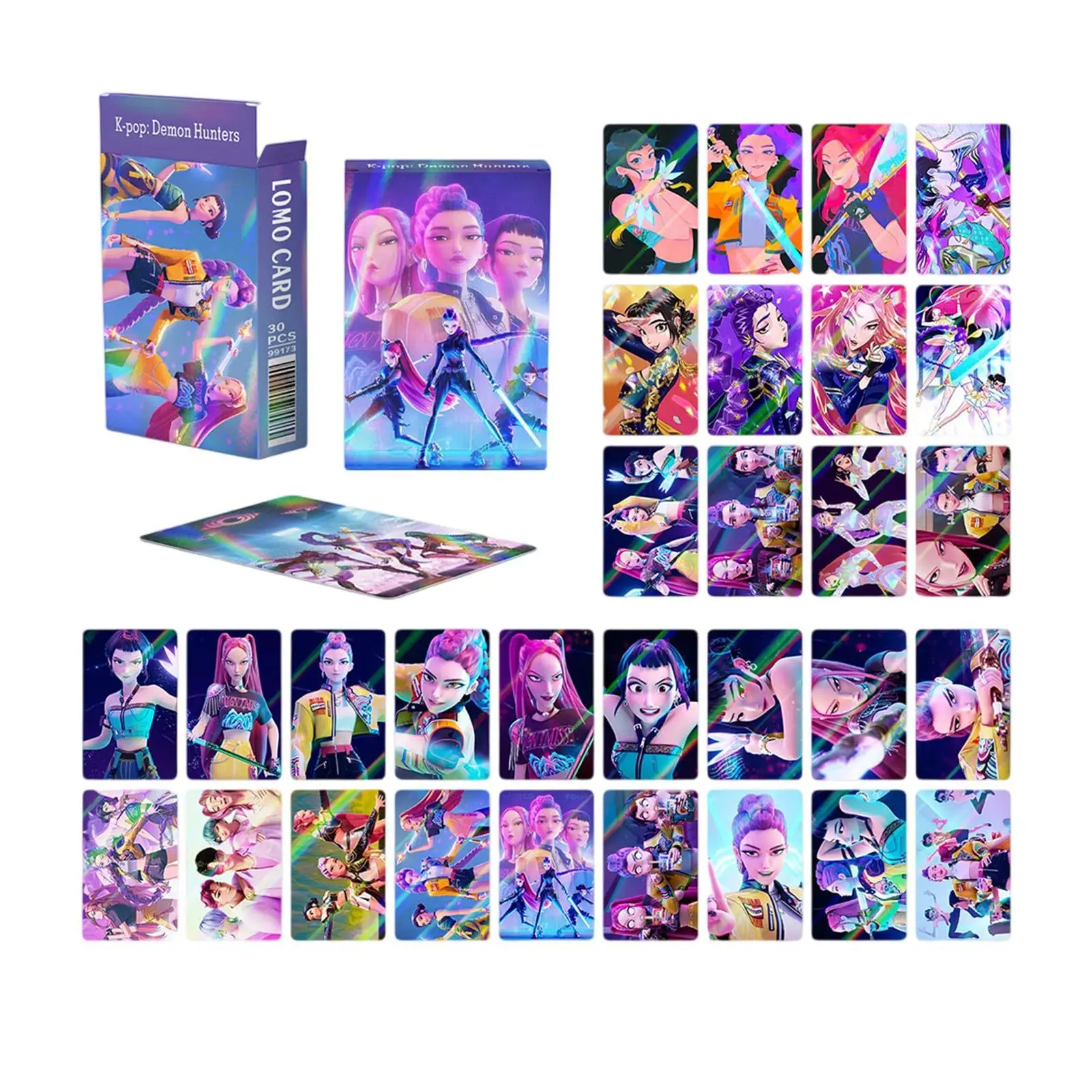 

30pcs/set Kpop Demon Hunters Laser Card for Boys Girls Anime Collectible Cards Fashion LOMO Small Cards for Fans Birthday Gifts