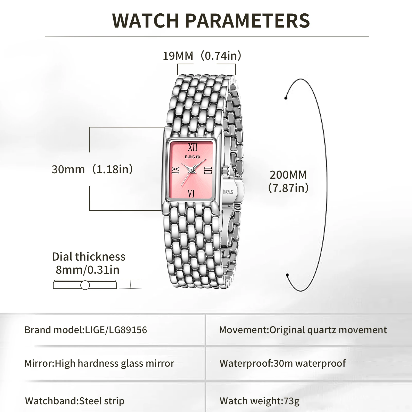 LIGE Luxus Frauen Uhren Mode Rechteck Frau Quarzuhr Edelstahl Band Armbanduhren Reloj Mujer + Box