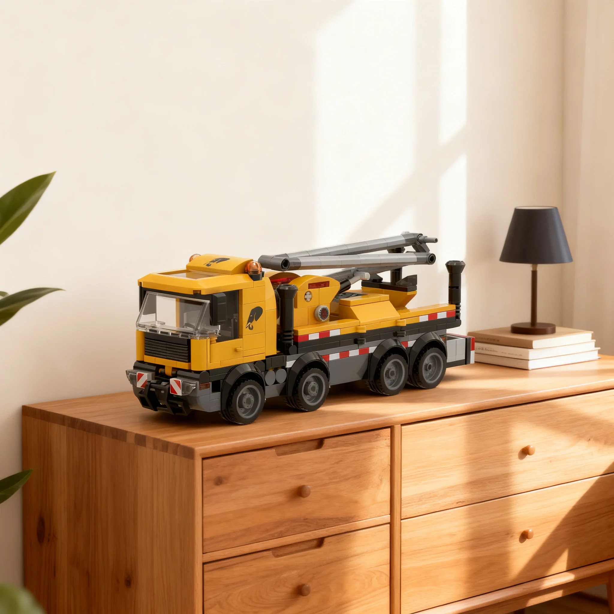 415-teiliger MOC Zementpumpen-LKW Stadtmodell-Baukasten Konstruktionsspielzeug Weihnachtsgeschenke Kreative DIY-Idee Präsentationsdisplay