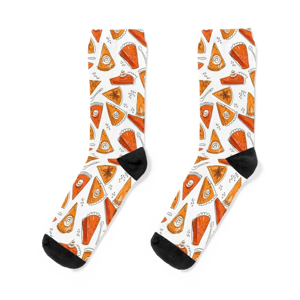 Watercolor Pumpkin Pie Pattern Socks sports stockings cotton men cotton high quality professional running Socks Man Women's