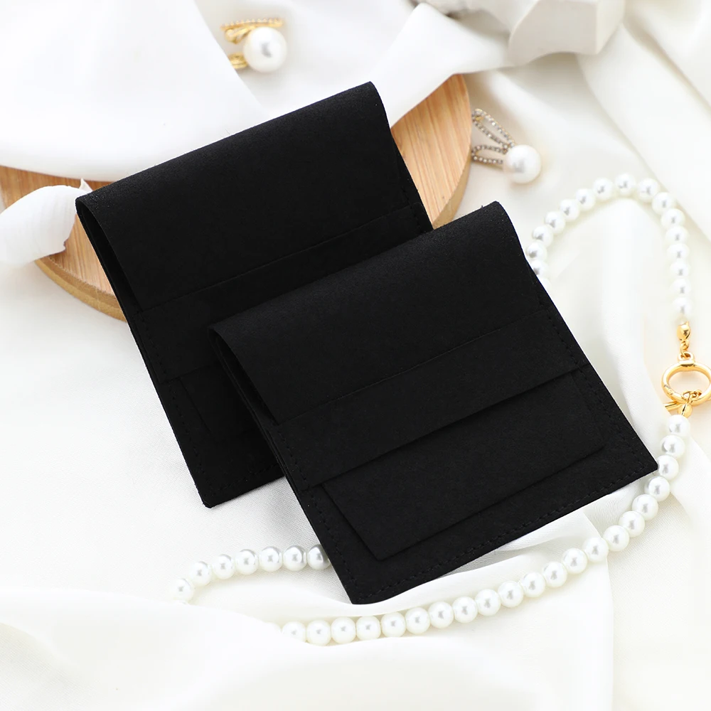 Black Velvet Microfiber Jewellery Packaging Pouches Jewelry Necklace Rings Organizer Pouch Wedding Favor Chic Cosmetic Bag