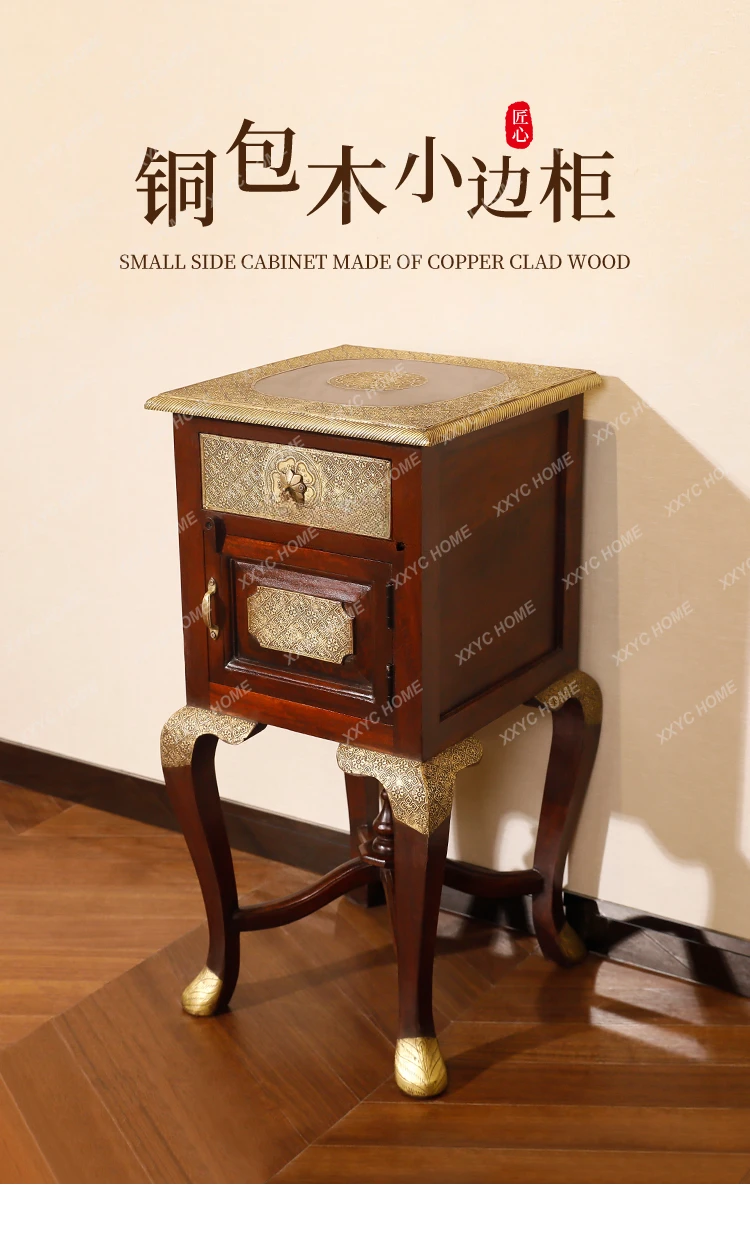 India Tong Bao Wood Corner Cabinet All Solid Wood Bedside Table Small Extremely Narrow Bedside Cabinet