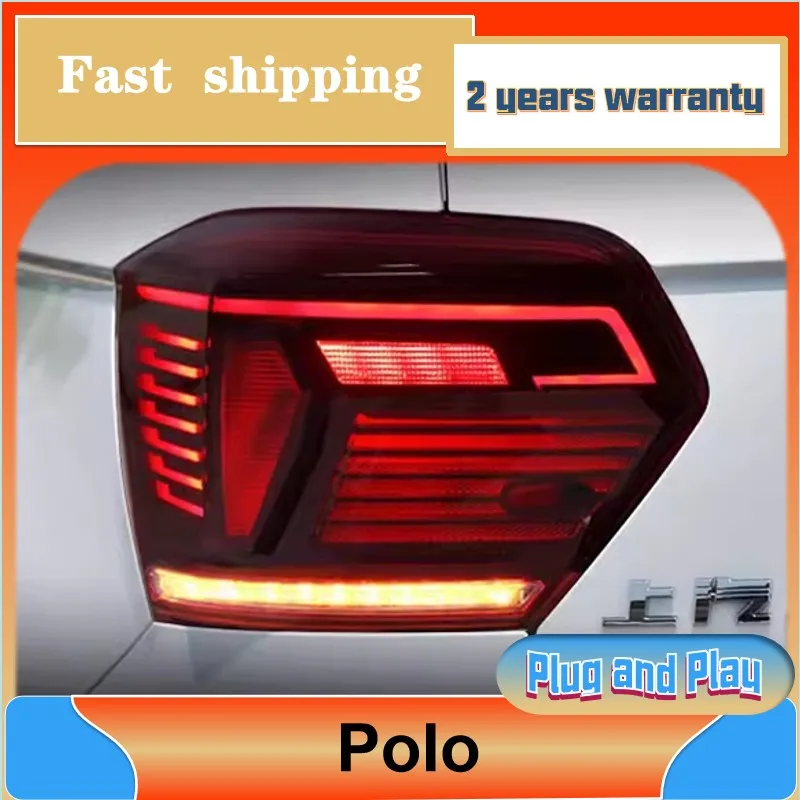 Car Styling for VW Polo Taillight 2019-2021 Polo Tail Lamp Volkswagen Rear DRL Turn Signal Fog Brake Reversing