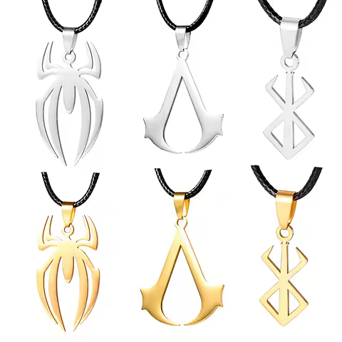 Hip Hop Spider&amp;Assassin&amp; Anime Berserk Charm Pendant For Men Boy Stainless Steel Jewelry Gift