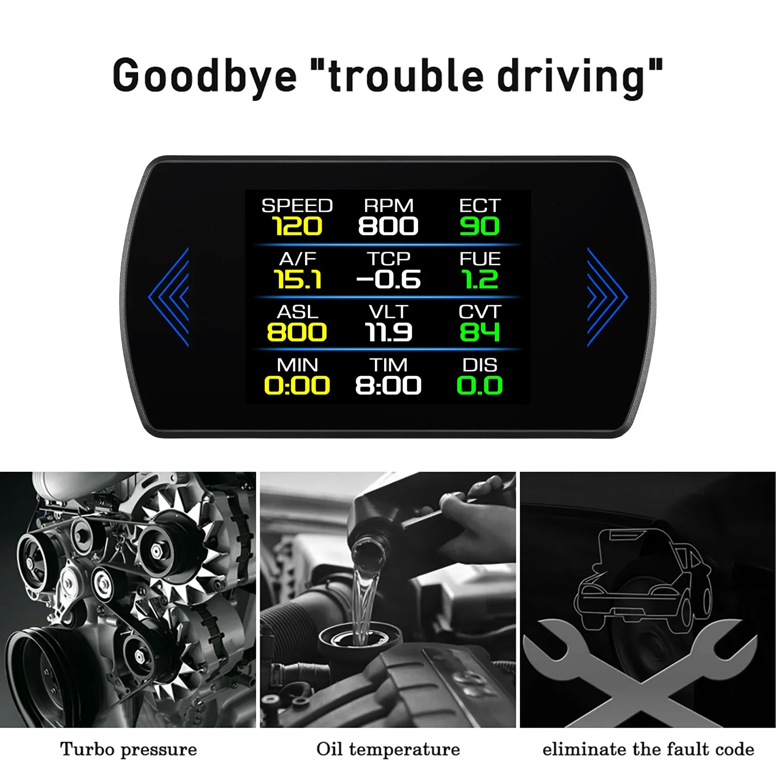 P12S OBD2 affichage tête haute compteur numérique intelligent compteur de vitesse de voiture Tacho RPM Turbo Boost pression température de l'eau température de l'huile EXT voltmètre