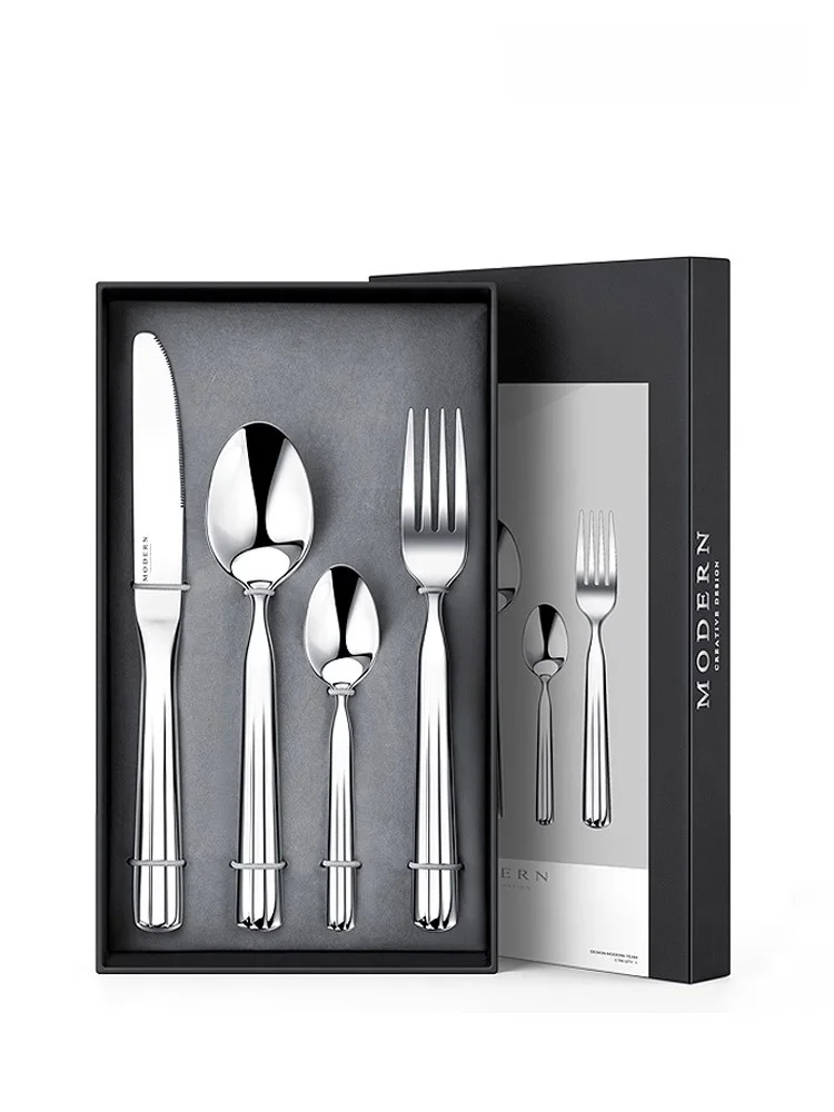 

Modern Luxury Nordic Western Dining Utensils Set Stainl Steel Steak Knife Fork Spoon Ele Moving Gift Set of 4 Pieces
