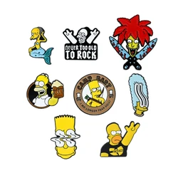 Cartoon The Simpsons Enamel Pin Disney Figure Cute Bart Simpson Homer J Simpson Metal Badge Brooch Kawaii Jewelry Accessories