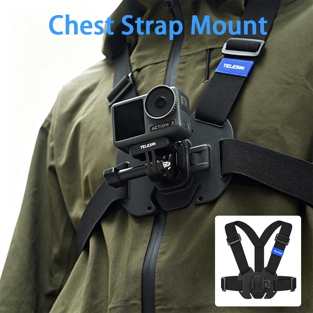 Action Camera Chest Strap Harness Mount - Cintura di Montaggio Regolabile per Petto,