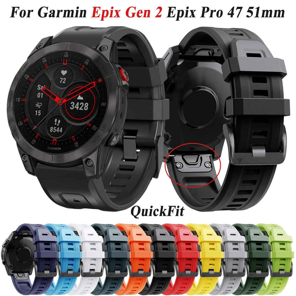 QuickFit 26mm 22mm Silicone Watch Strap For Garmin Epix Gen 2 Smartwatch Band For Garmin Fenix 6X 6 7X 7 Pro 5X 5 Plus Bracelets