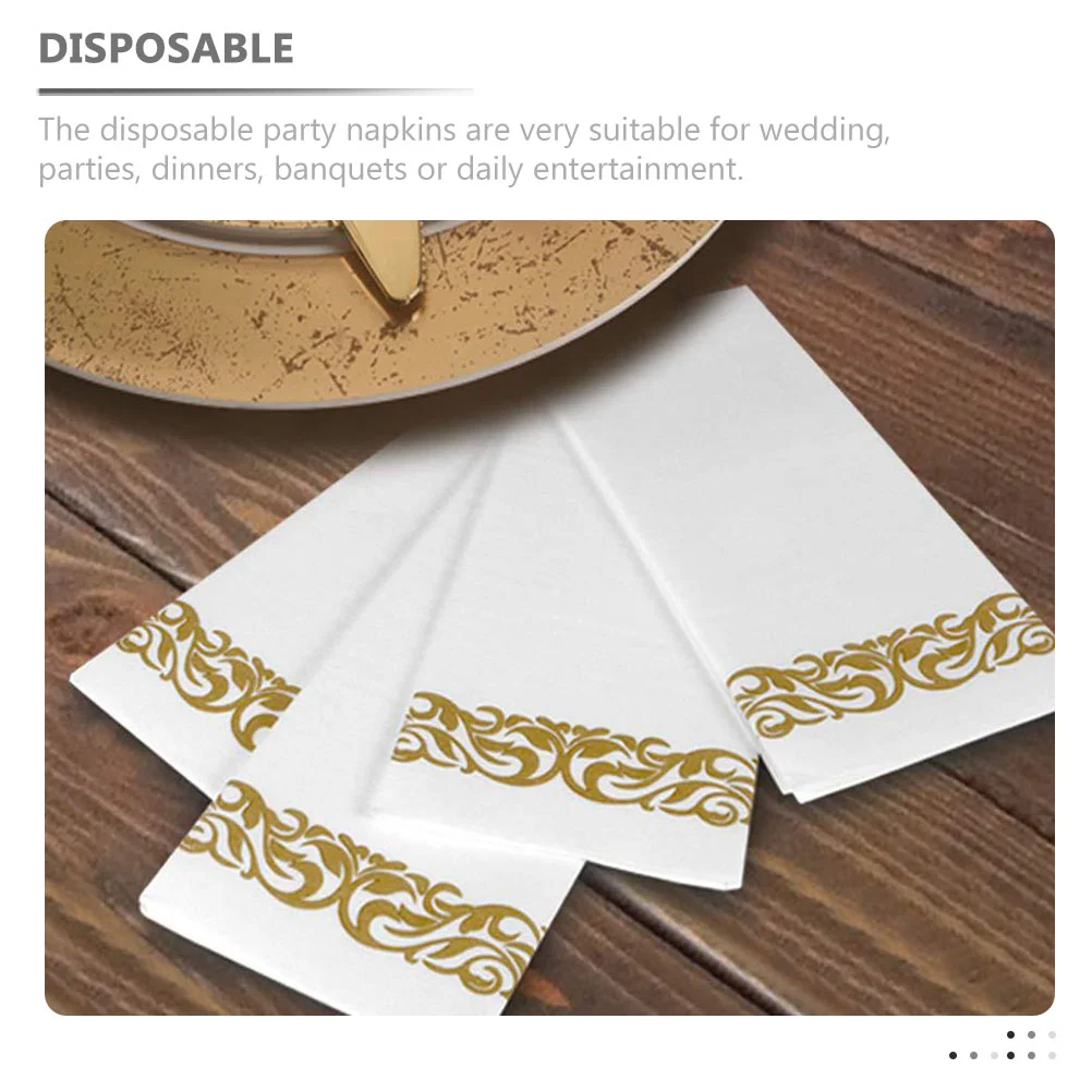 25 pçs decoração de casa guardanapo de papel guardanapos de convidados jantar de casamento polpa de madeira hotel desktop dourado decorativo banquete