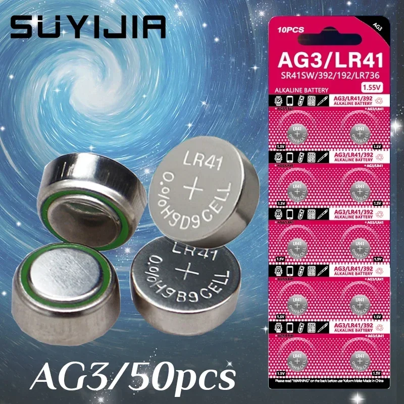 2024 New AG3 LR41 392 192 1.55V Button Batteries for Watch Toys Remote V392 SR41 384 SR41SW CX41 L736 Cell Coin Alkaline Battery