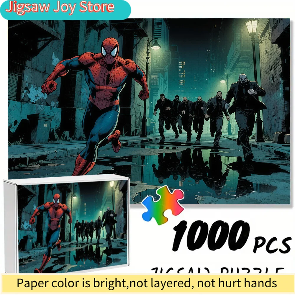 

MARVEL Spider-Man Puzzle Suitable for Adults & Families - Night Alley Escape Jigsaw with Spider-Man Action Scenes, Thickened D