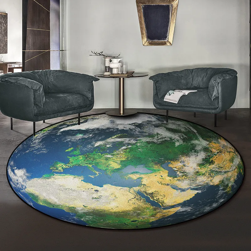 Earth 3D Floor Mat Round Large Area Rug For Living Room Microfiber Soft Rug For Teenager Room Children's Carpet Sofa Table Rug