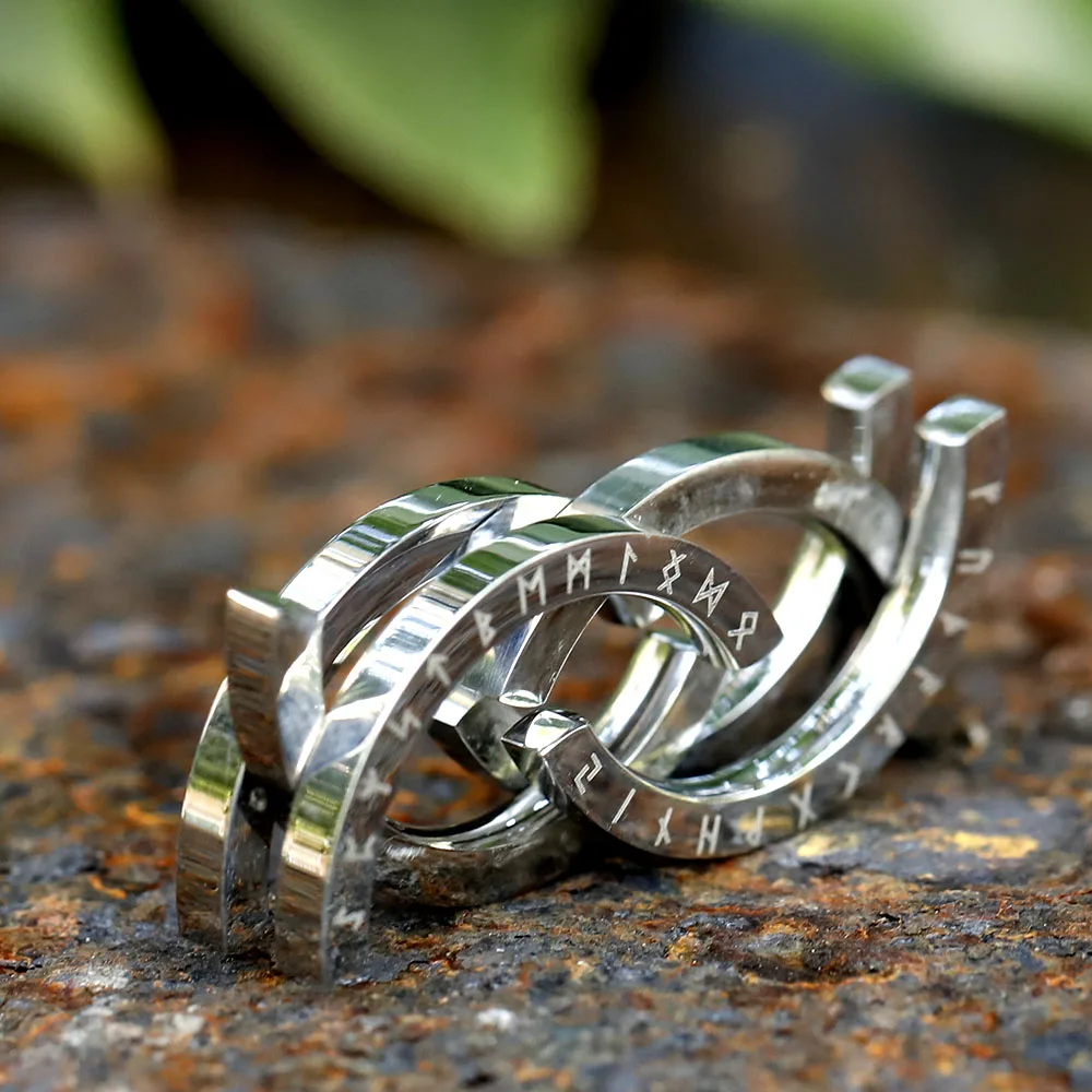 2023 NEW Vintage 316L Stainless Steel Viking Celtic Knot Ring for Men deformable Amulet fashion Jewelry FOR GIFT  free shipping