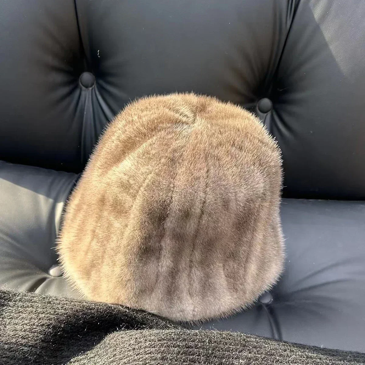 قبعات فرو المنك الأصلية للنساء ، نمط جديد ، قبعة فرو المنك الحقيقي للإناث ، أزياء خارجية دافئة طبيعية ، الشتاء