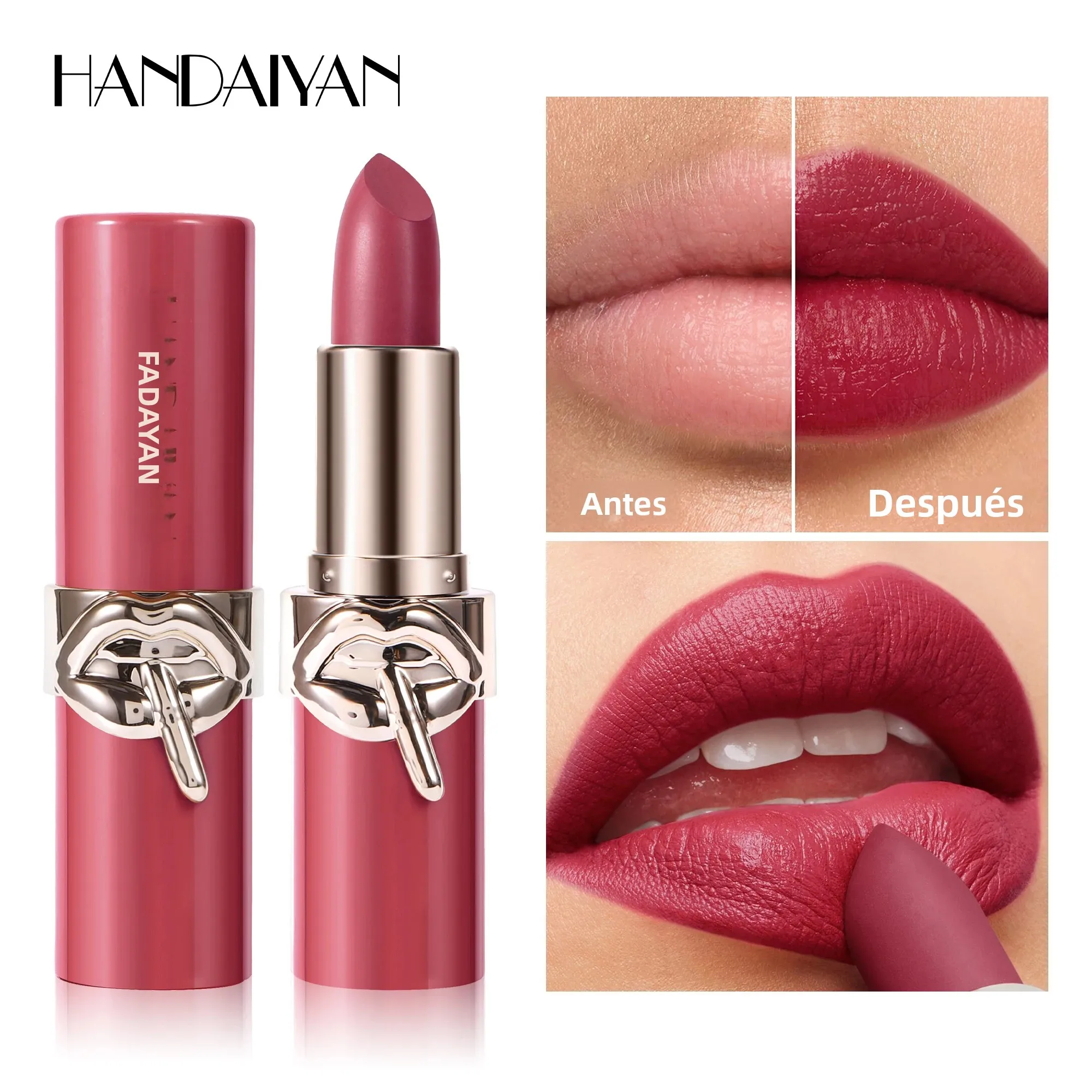 Lápiz labial de terciopelo cremoso hidratante de larga duración resistente al agua taza antiadherente Color rico 6 tonos maquillaje de labios suave para mujeres