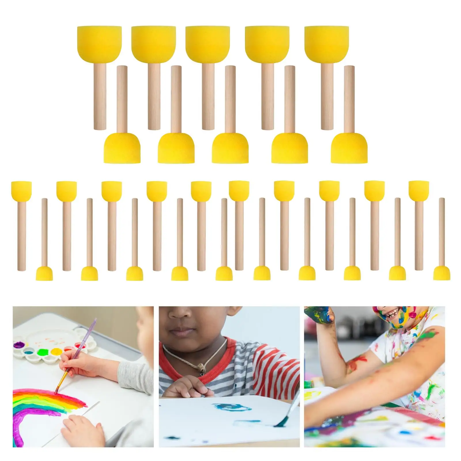 30 szt. Okrągłe gąbki zestaw pędzelków malowania plam zapasy rzemieślnicze akwarele artyści pędzle narzędzia do malowania dla maluchów w domu