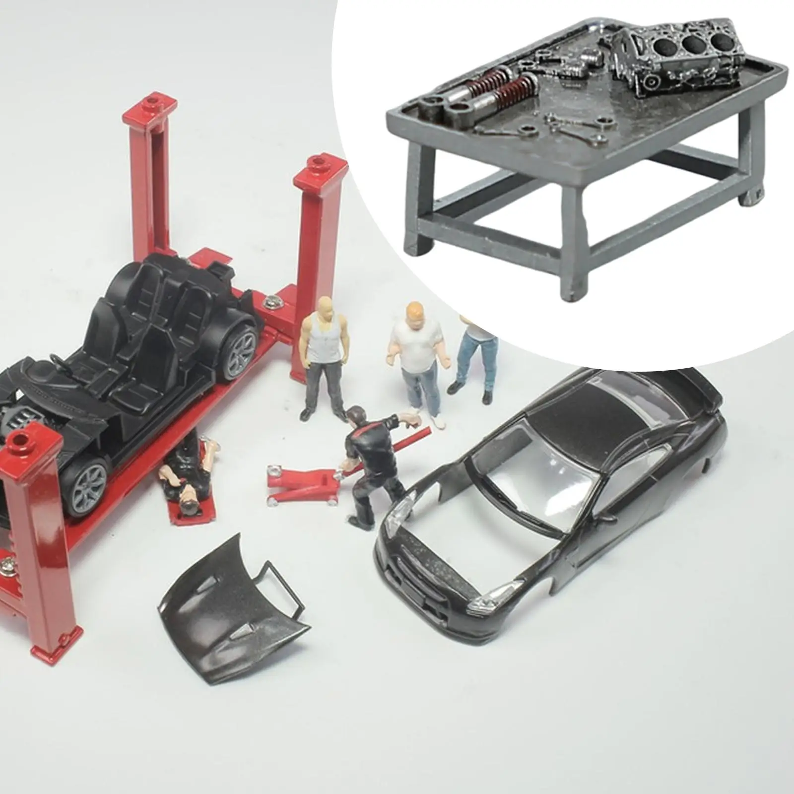 Realistic Miniature Workshop Scene Compact 1 64 Scale Micro Diorama Display Auto Repair Accessory for Model Car Collections