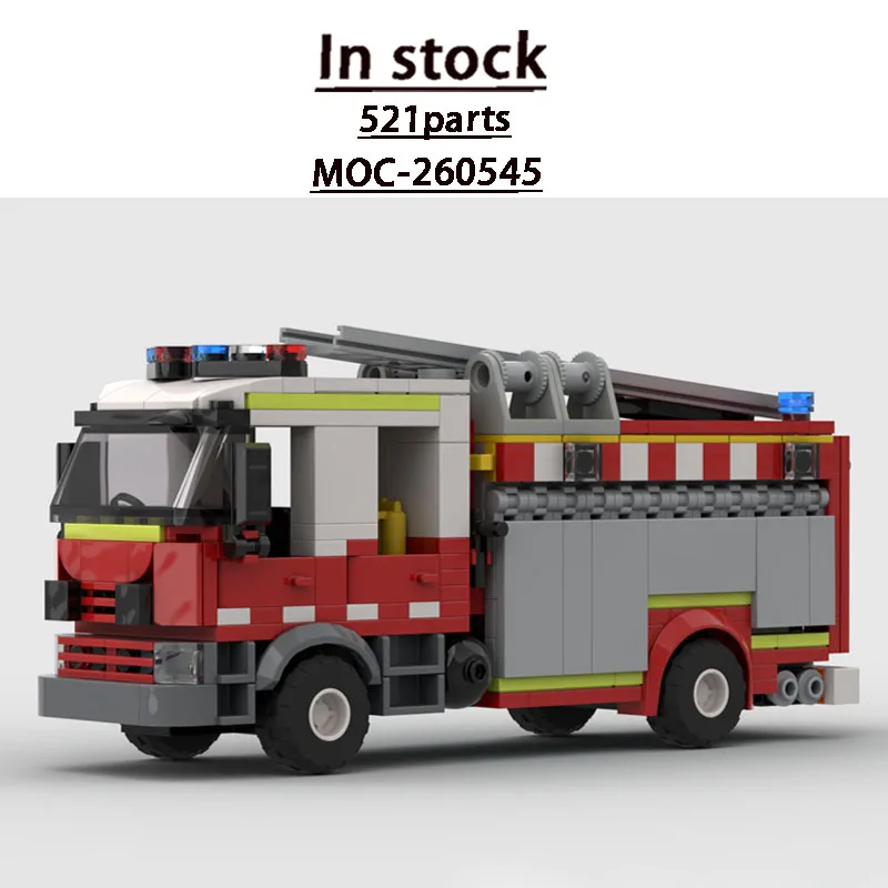 

MOC-260545 New Urban Fire Pump Truck Fire Truck Building Block Model 521 Parts Boys' Children's Birthday Christmas Toy Gift
