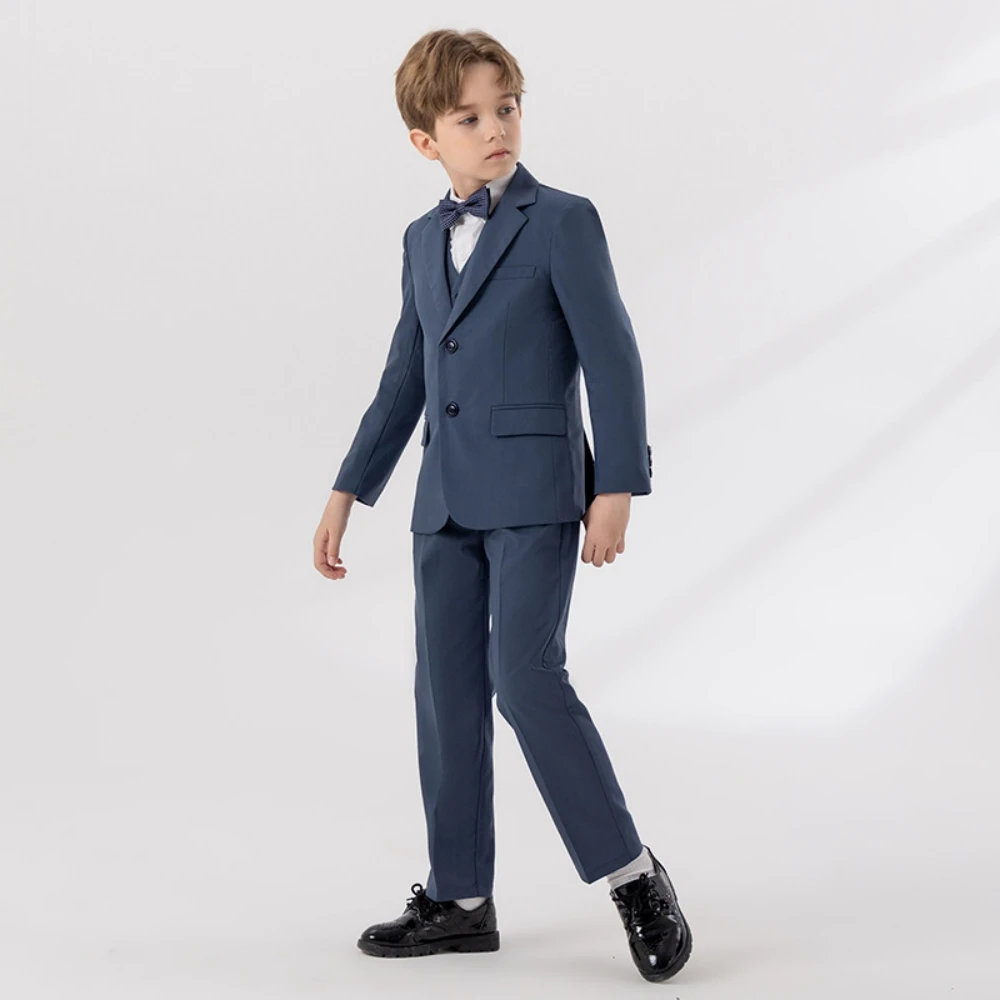 Txjojn New Hot Sale Child Slim Fit Suit Set Comfortable Boy Suits 4 Pieces jacket Vest Pants Bow-tie School Graduation Ceremony