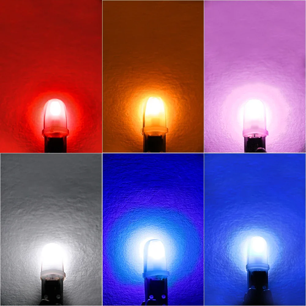10 Pcs T5 Auto Car Dashboard Lights 2 3014 SMD Reading Instrument Panel Lamp No Polarity Led Bulb White 12V DC Amber Ice Blue