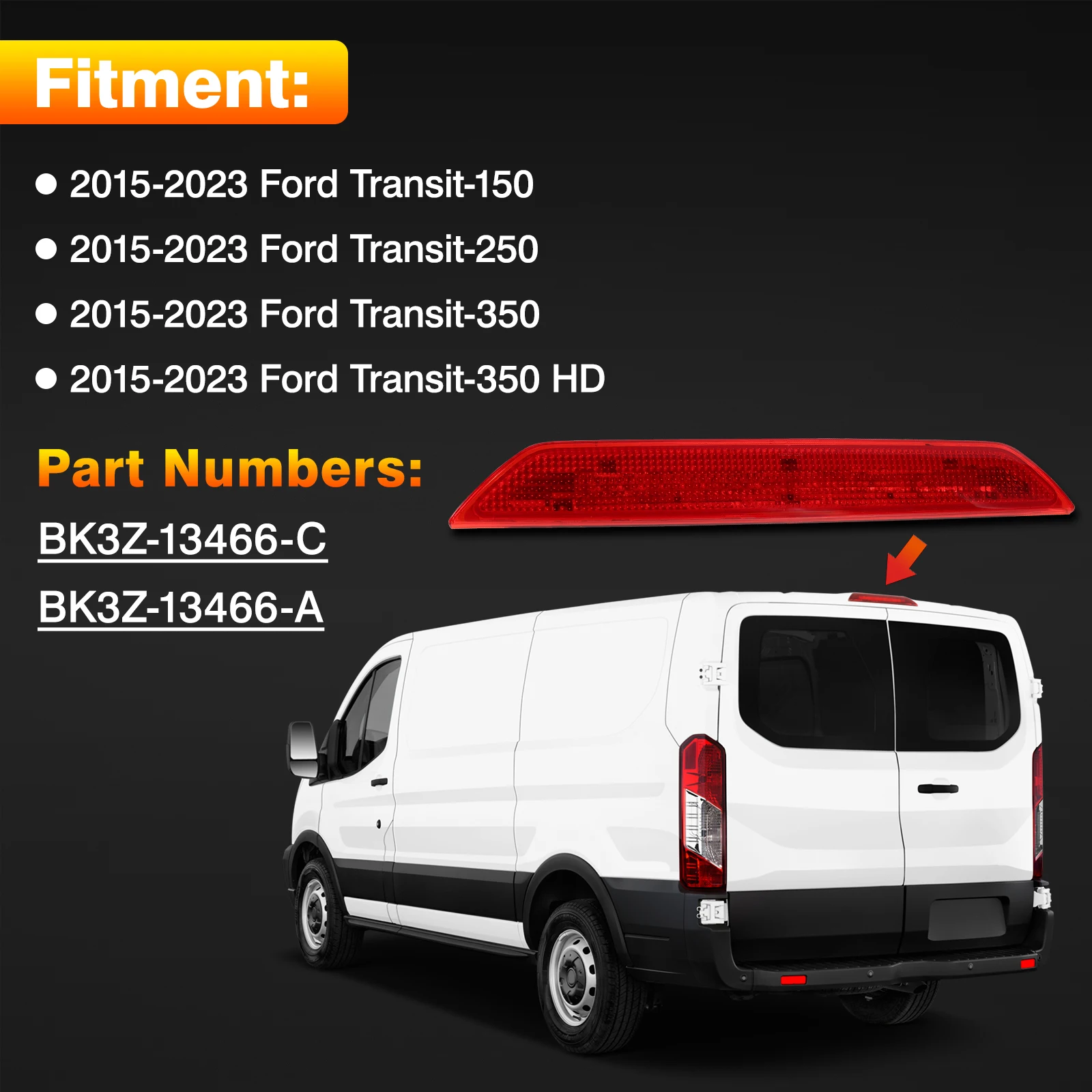 

Rear Third Brake Light Lamp Auto Lights For Ford Transit 2015-2020 Car Center High Mount Stop Lamp Accessories BK3Z13466A