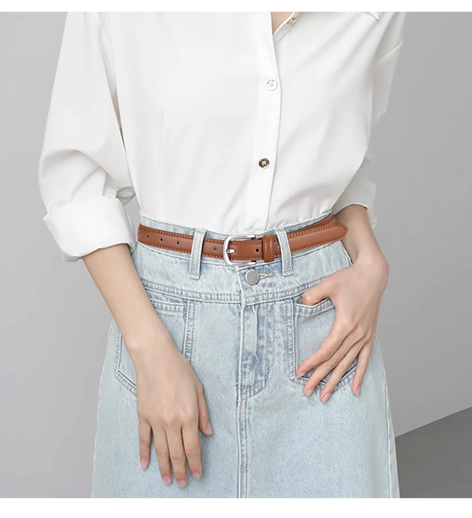 Maikun Pu Ledergürtel für Frauen Luxus weiblichen Gürtel dekorative einfache Taille Legierung Pin Schnalle Gürtel Drop Shipping – Detail 10