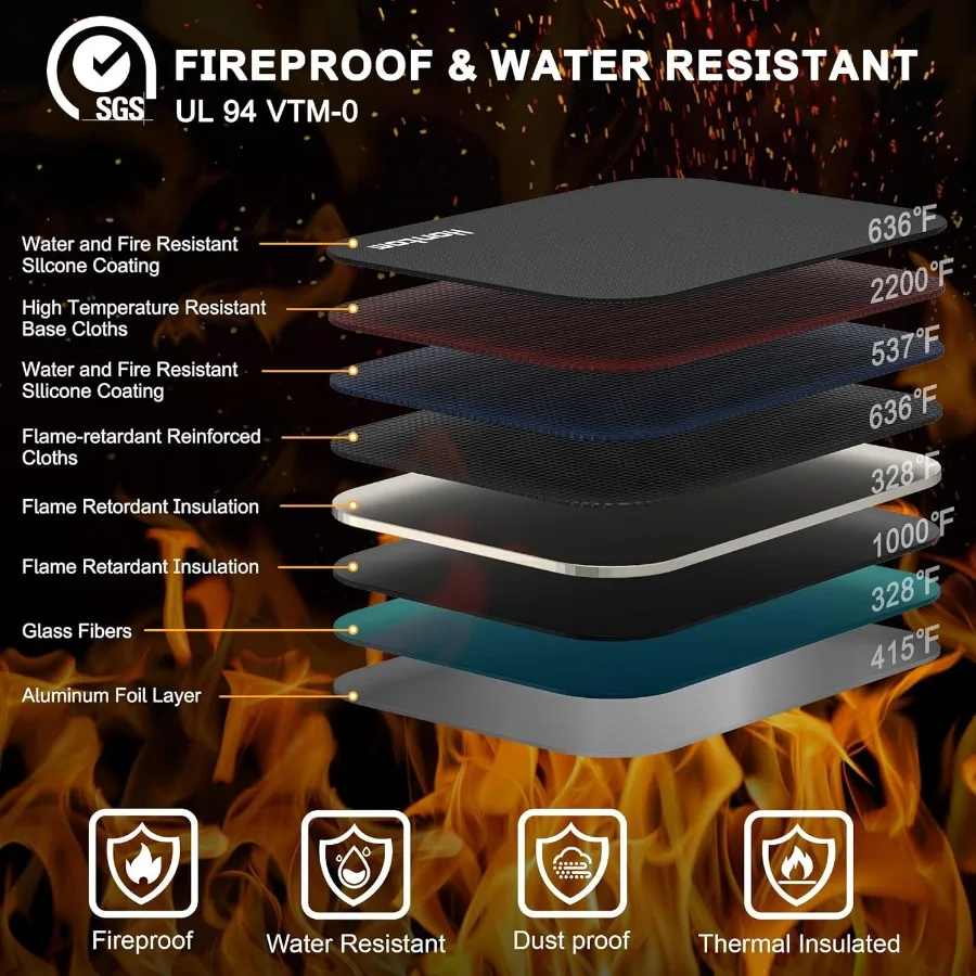 Hontom Accordion File Organizer 5200 Fireproof Document Organizer with 13 Pockets Portable Travel Home Safe Storage File Folder