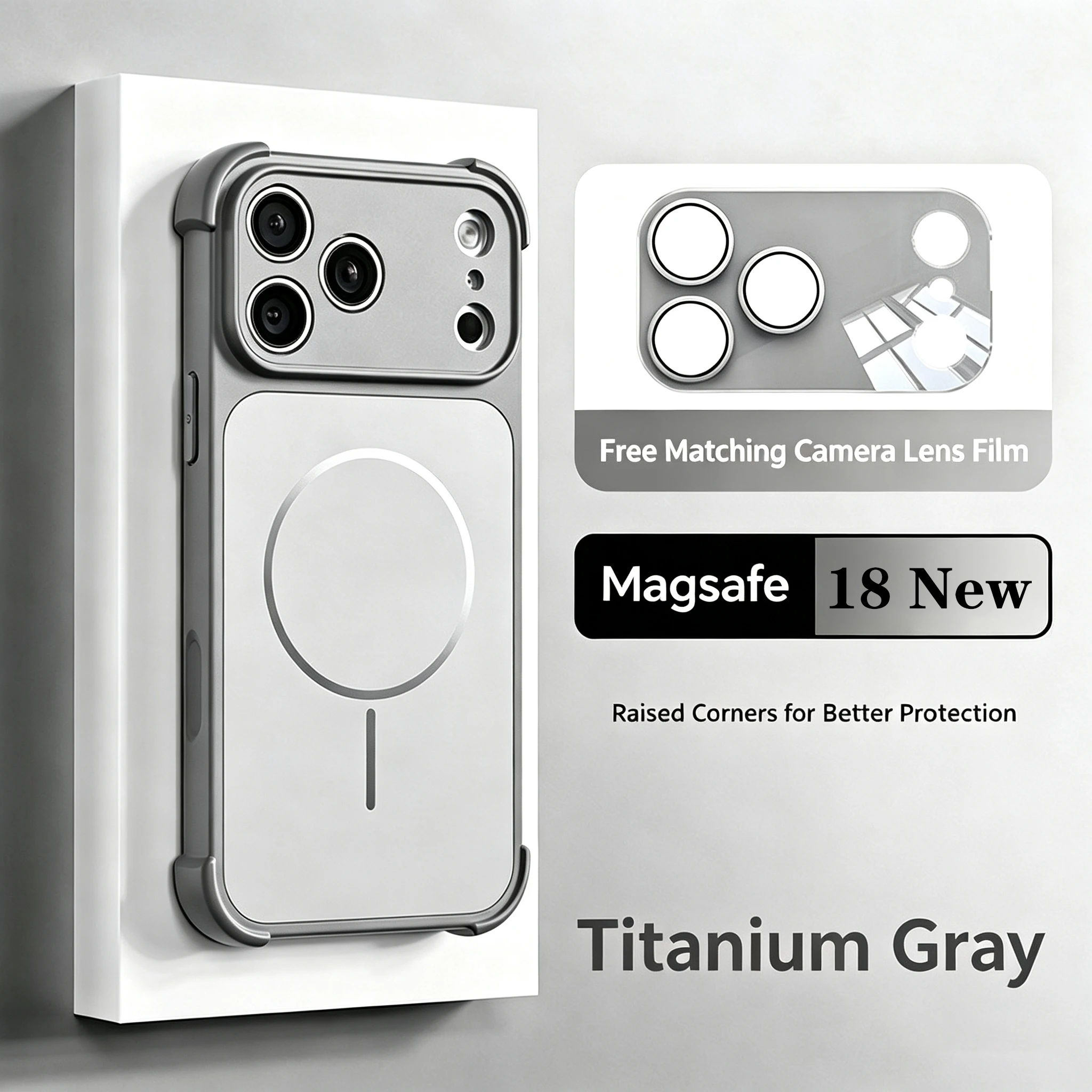 Kameraschutz Stoßfeste Magnetische Hülle Für iPhone 18 17 16 15 14 13 12 Pro Max Für Magsafe AG Gehärtetes Glas Objektiv Rückabdeckung – Detail 4