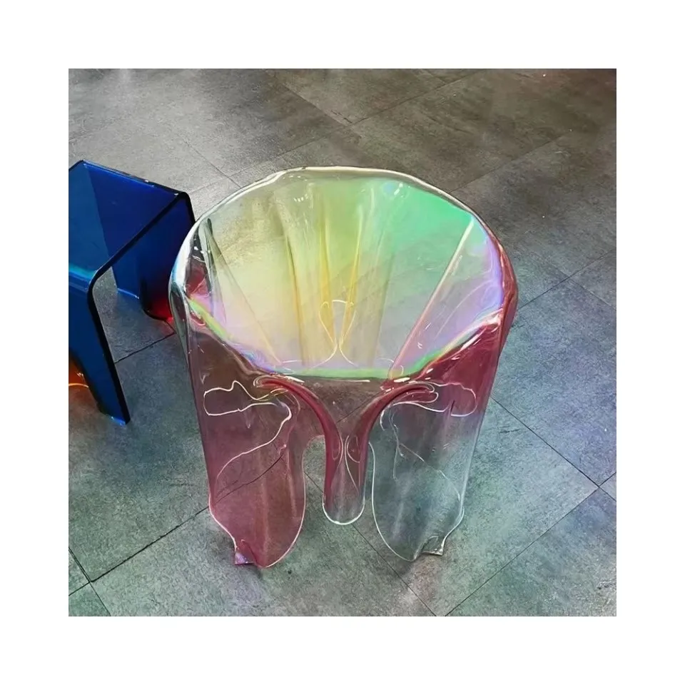 Colorful  Round Furniture Acrylic Coffee Side Tables Rainbow Home Commercial Decor