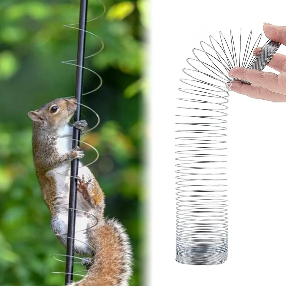 Silver Squirrel-Proof Spring Device Metal Raccoon Proof Anti-Squirrel Spring Device Easy To Install Squirrel Baffle