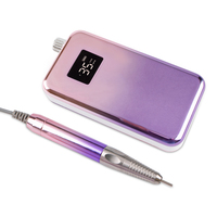 35000RPM Brushless Small Display Gradient Pink Portable Desktop Base Electric Nail Drill Cordless Polisher Manicure Rechargeable