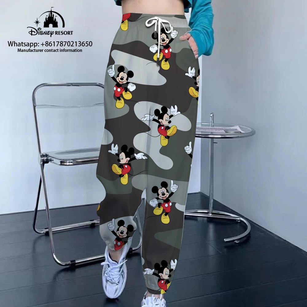 Autumn Mickey Minnie and Stitch Cartoon Print Women\'s Fashion Casual Jogging Sweatpants Street Style Drawstring Pants y2k