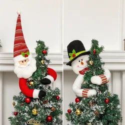 New Long Arm Santa Claus Snowman Christmas Tree Topper Festive Christmas Tree Topper Window Decoration Props Easy to Install