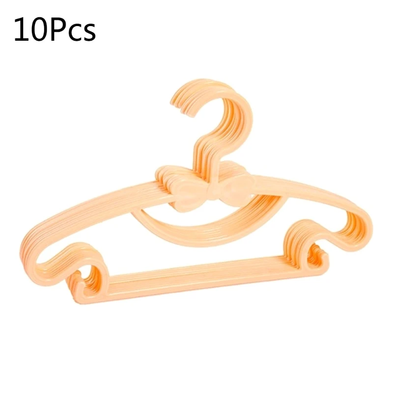 Y1UB 10Pcs Kids Plastic Clothes Small Hangers with Bow Toddler Baby Coat Rack