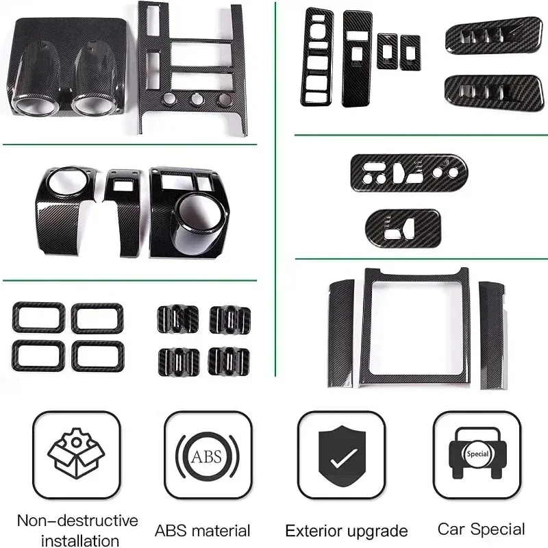 For Hummer H2 2003-2007 ABS Silver Car Central Control Dashboard Navigation Panel Trim Interior Full Set Kit Accessories