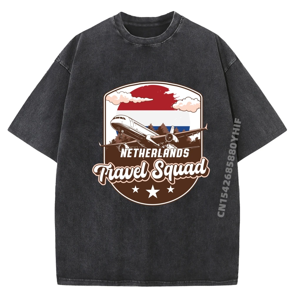 

Mens Printed Tees Netherlands Travel Squad Travel Netherlands Graphic T Shirts Men Oversized Brand Washed Clothing