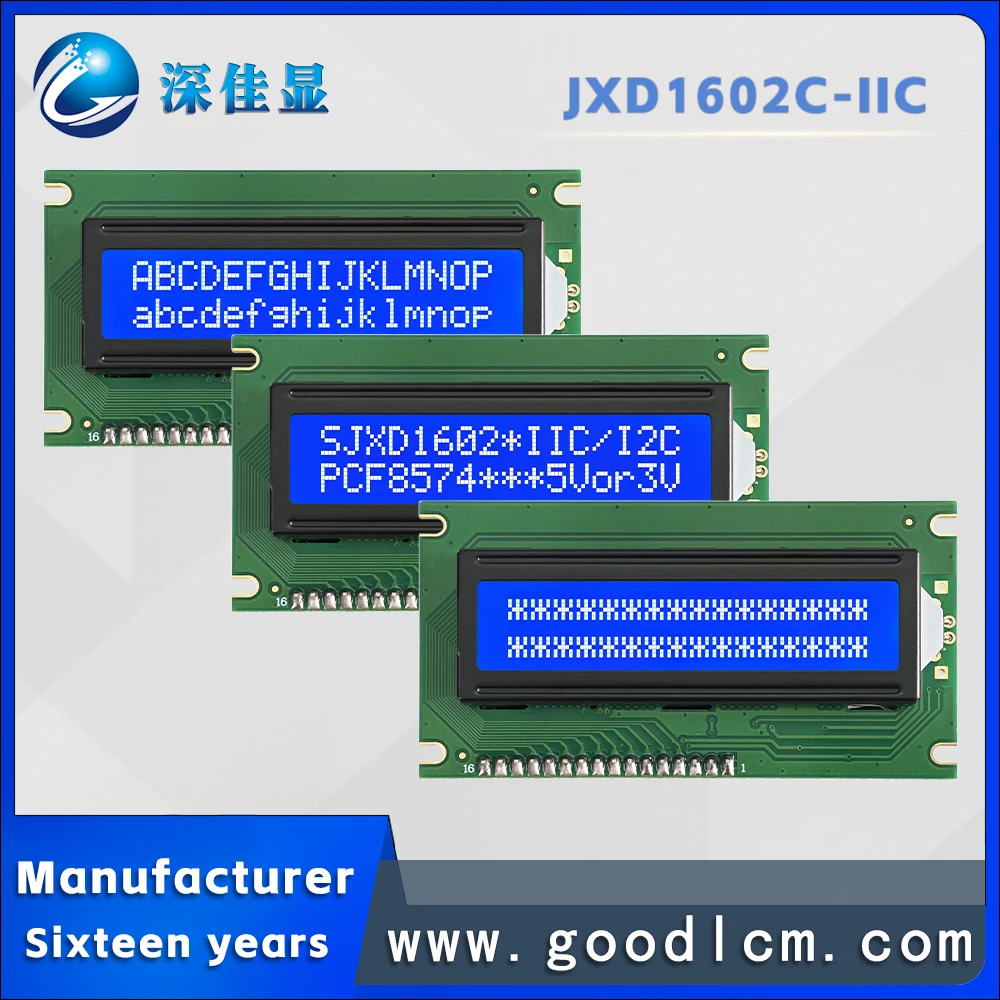 Russian language IIC/I2C interface lcd 1602 LCD screen JXD1602C STN Blue Negative 16 * 2-line character LCM display module